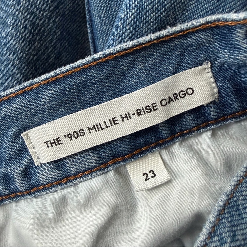 Denim Forum The '90s Millie Hi-Rise Cargo Jean in 5 Yrs Kiss N Tell BIue Size 23 - Picture 12 of 16